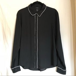 Forever 21 Black and White Button Down Blouse